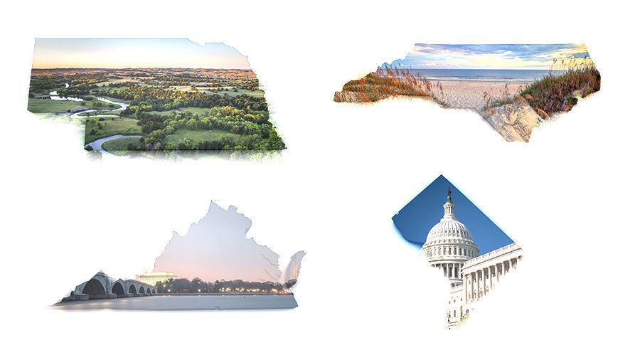 9. Nebraska, North Carolina, Virginia, Washington, D.C.